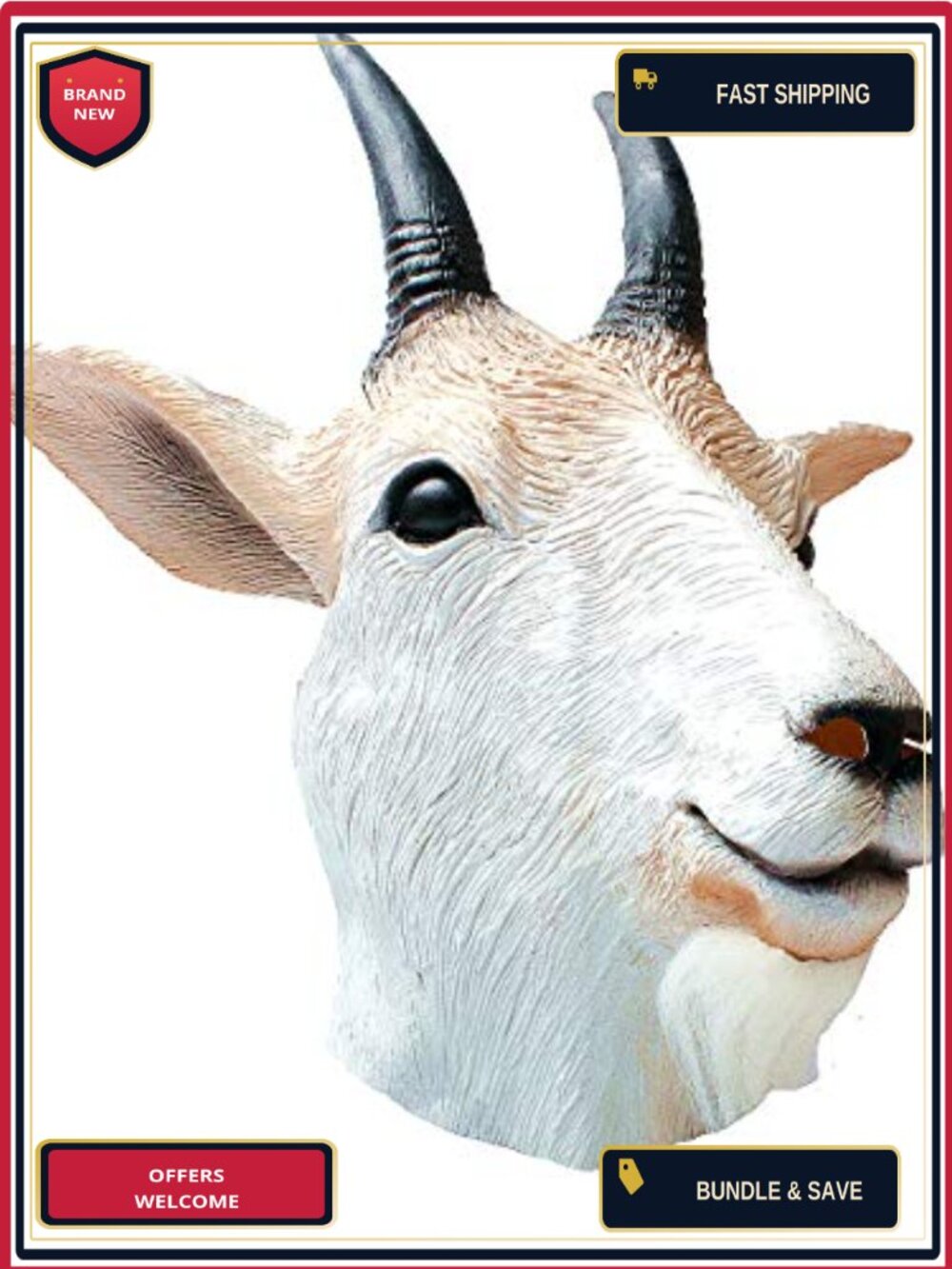 RAPGET Goat Mask 100% Natural Latex Full Head Animal Costume